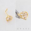 HEART-SHAPED DESIGN CENTERED WITH A MULTI CZ CROSS INLAID 316L SURGICAL STEEL L-SHAPE NOSE RING